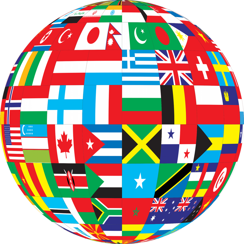 Globe with flags