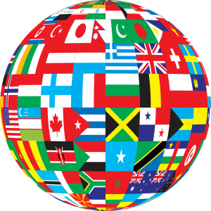 Globe with country flags